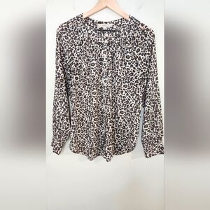 LOFT Womens Animal Print Top Size M Brown‎ Contemporary Mobwife Career Party